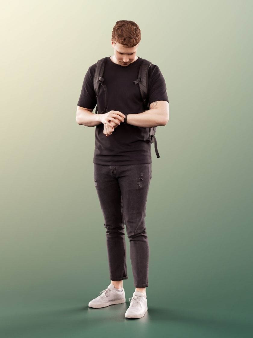 11417 Jimmy - Casual Man With Bag Checking His Watch