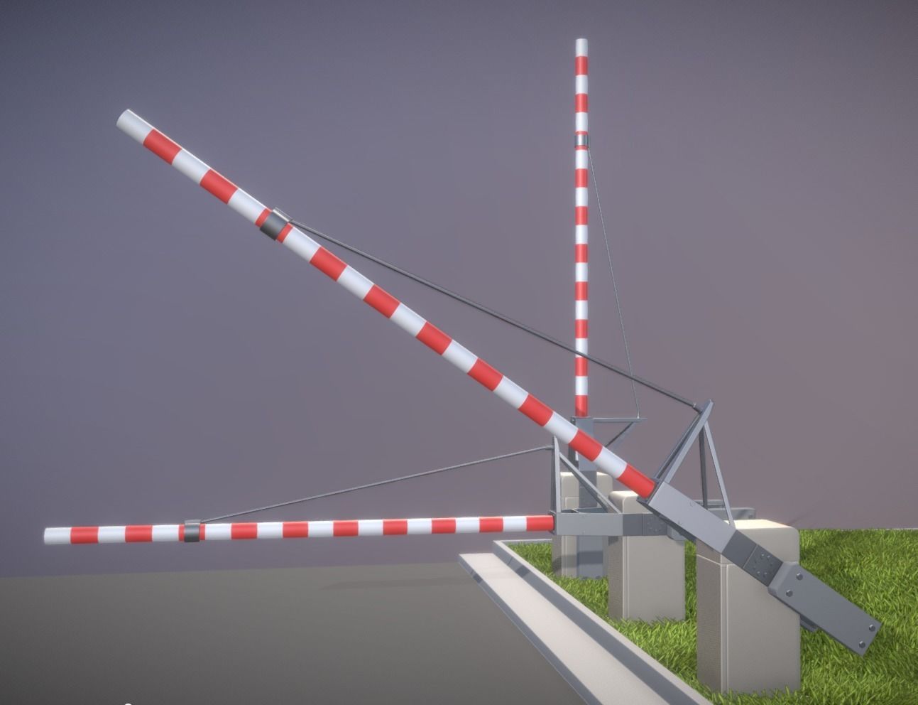 Railroad Barrier 4m HighPoly 3D model animated CGTrader