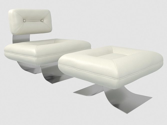 Aran Lounge chair and ottoman by Oscar Niemeyer 3D model