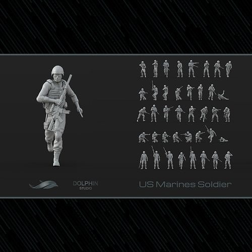 40 US Marines Soldier figures 3D model 3D printable | CGTrader
