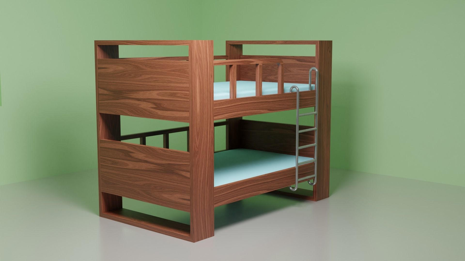 Wooden double storey bed for kids free 3D model CGTrader