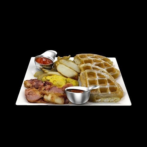 classic breakfast Low-poly 3D model