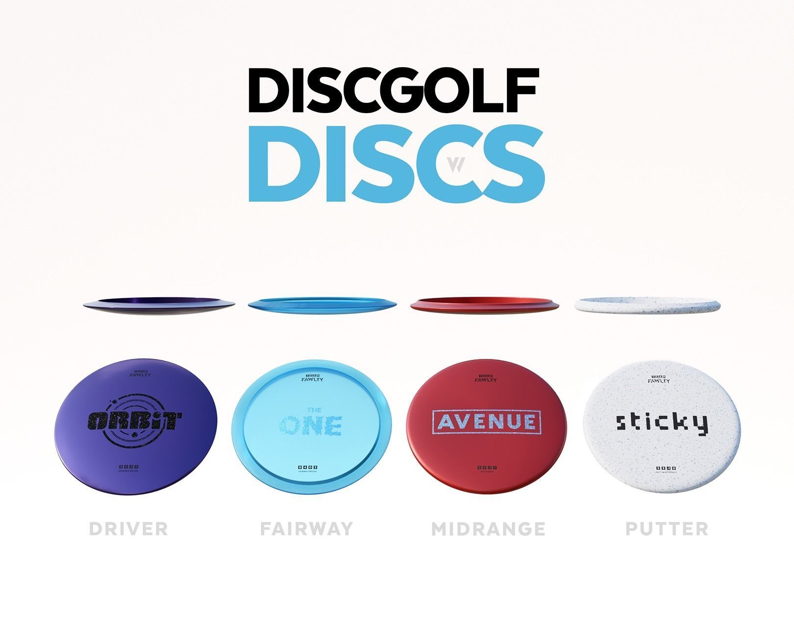 Discgolf Discs Collection 3D model CGTrader