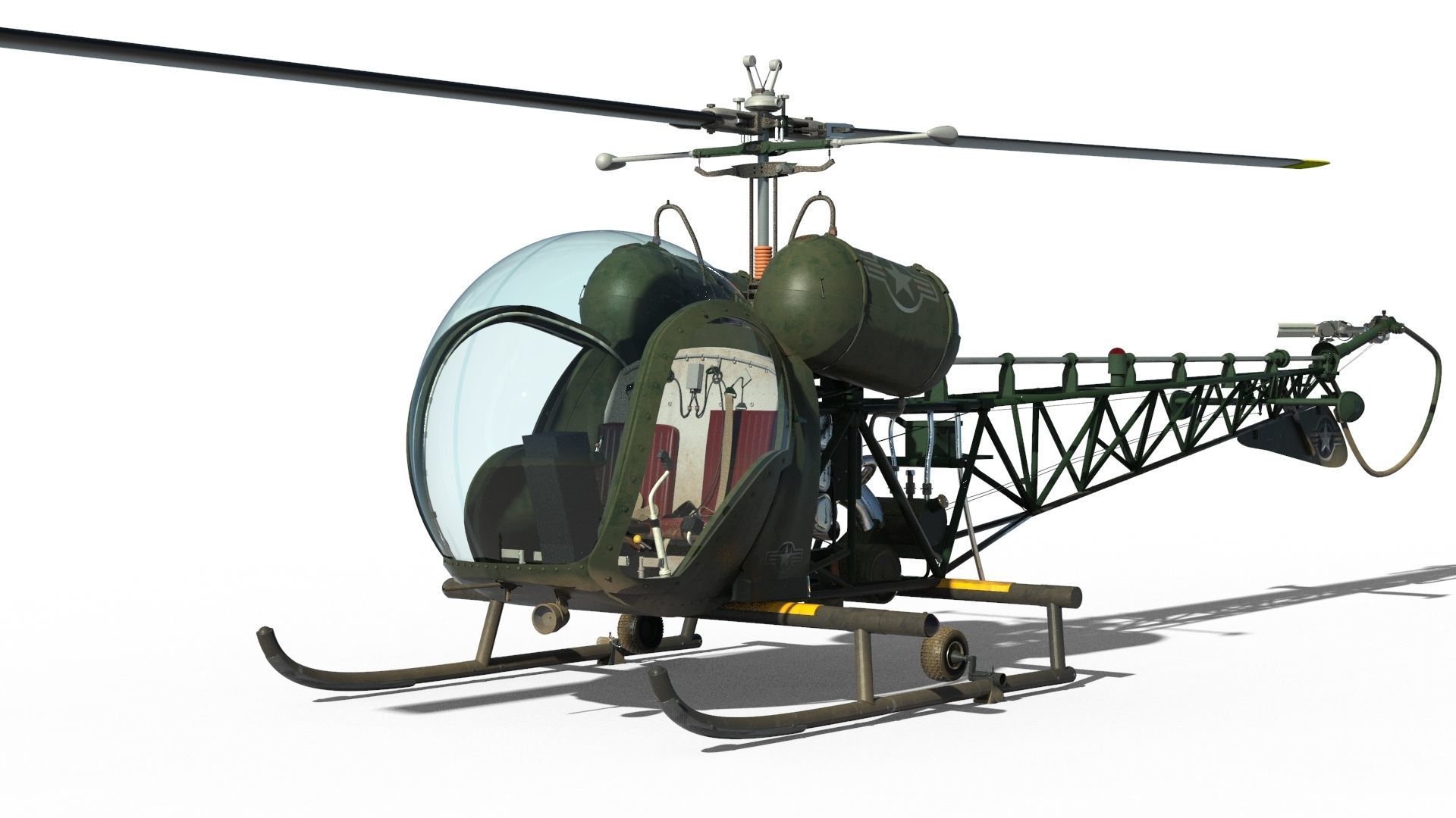 The Bubble Helicopter - Bell 47G - Detailed Model 3D model | CGTrader