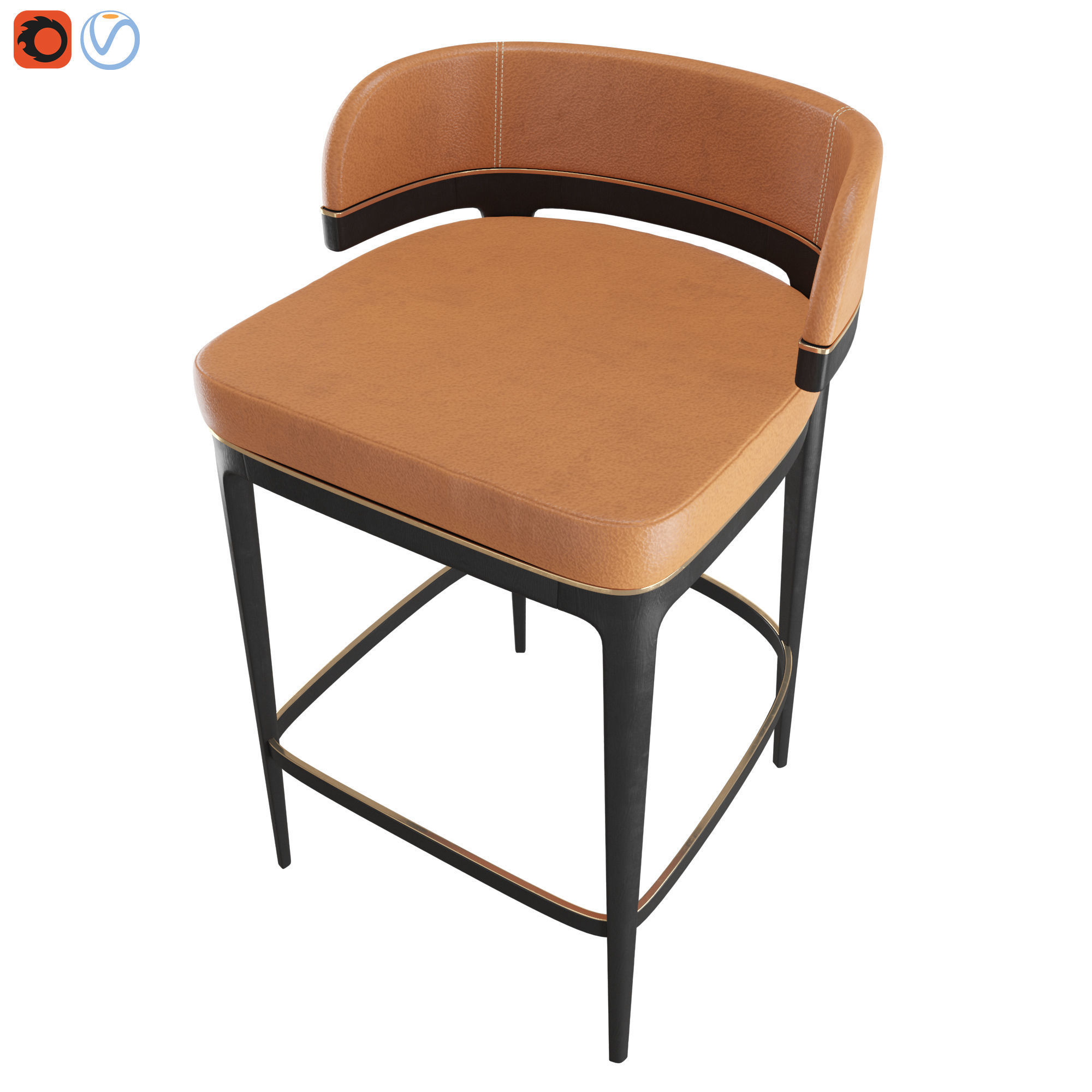 GRANGE Bar STool Leather 3D model CGTrader