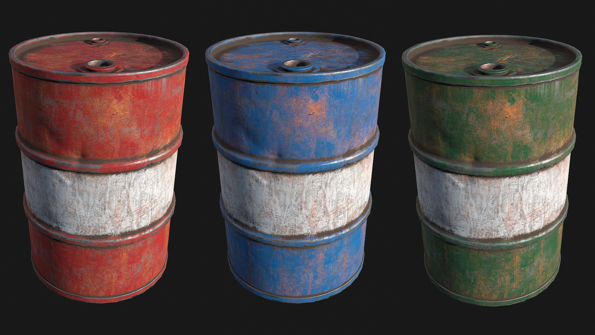 3D model Low Poly PBR Metal Barrels VR / AR / lowpoly CGTrader