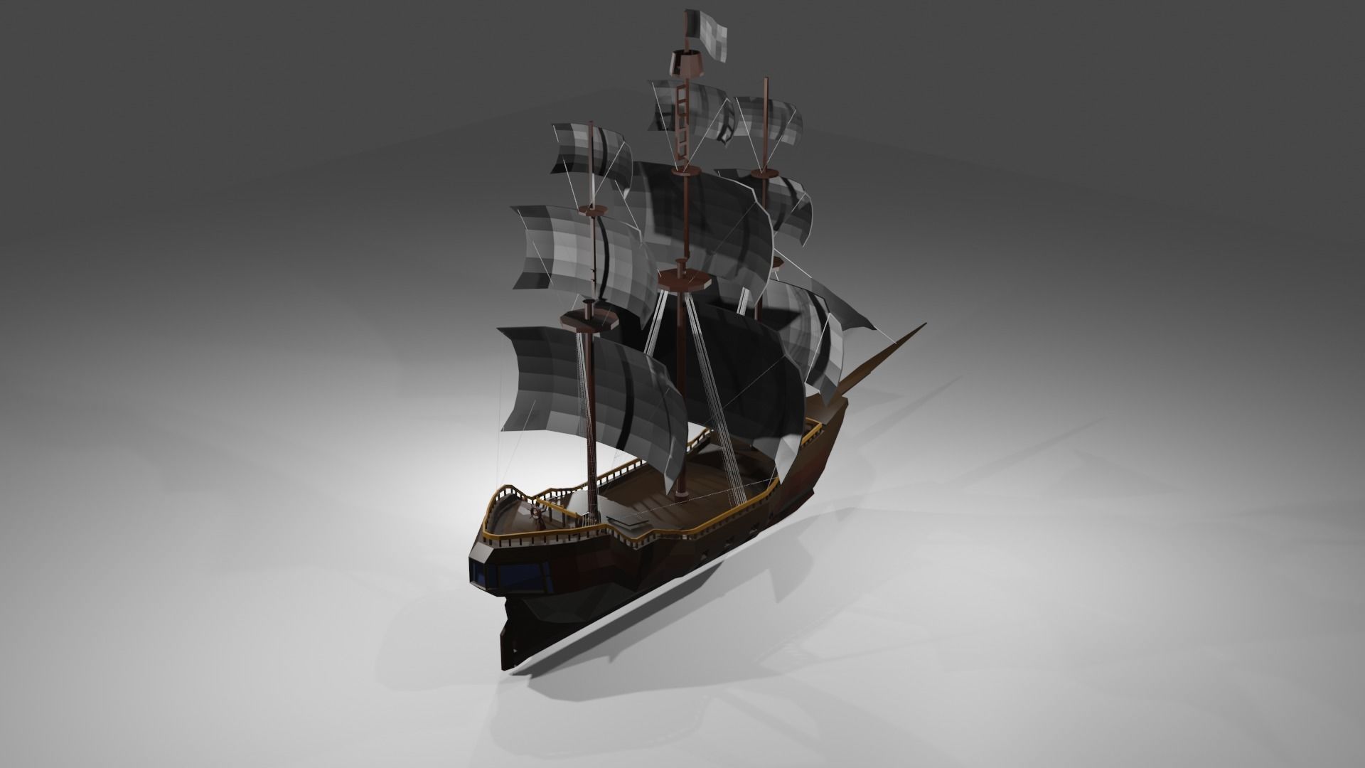 Low poly pirate ship free VR / AR / low-poly 3D model | CGTrader