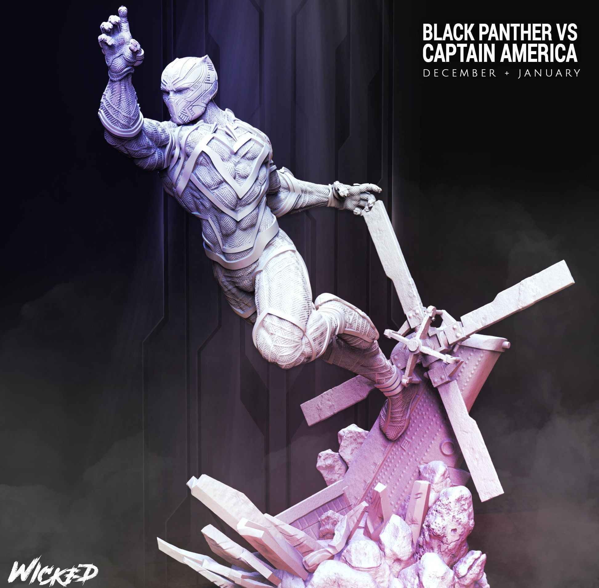 Wicked Marvel Black Panther Sculpture STLs ready for printing 3D model ...