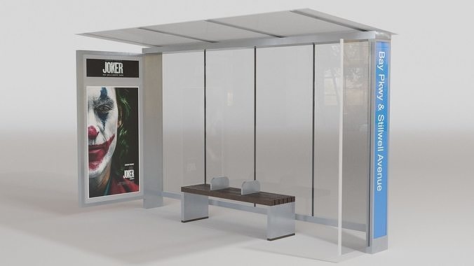 Bus Shelter - Low poly PBR Low-poly 3D model