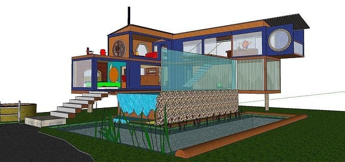 City Simple Art Building-Container-0139 3D model