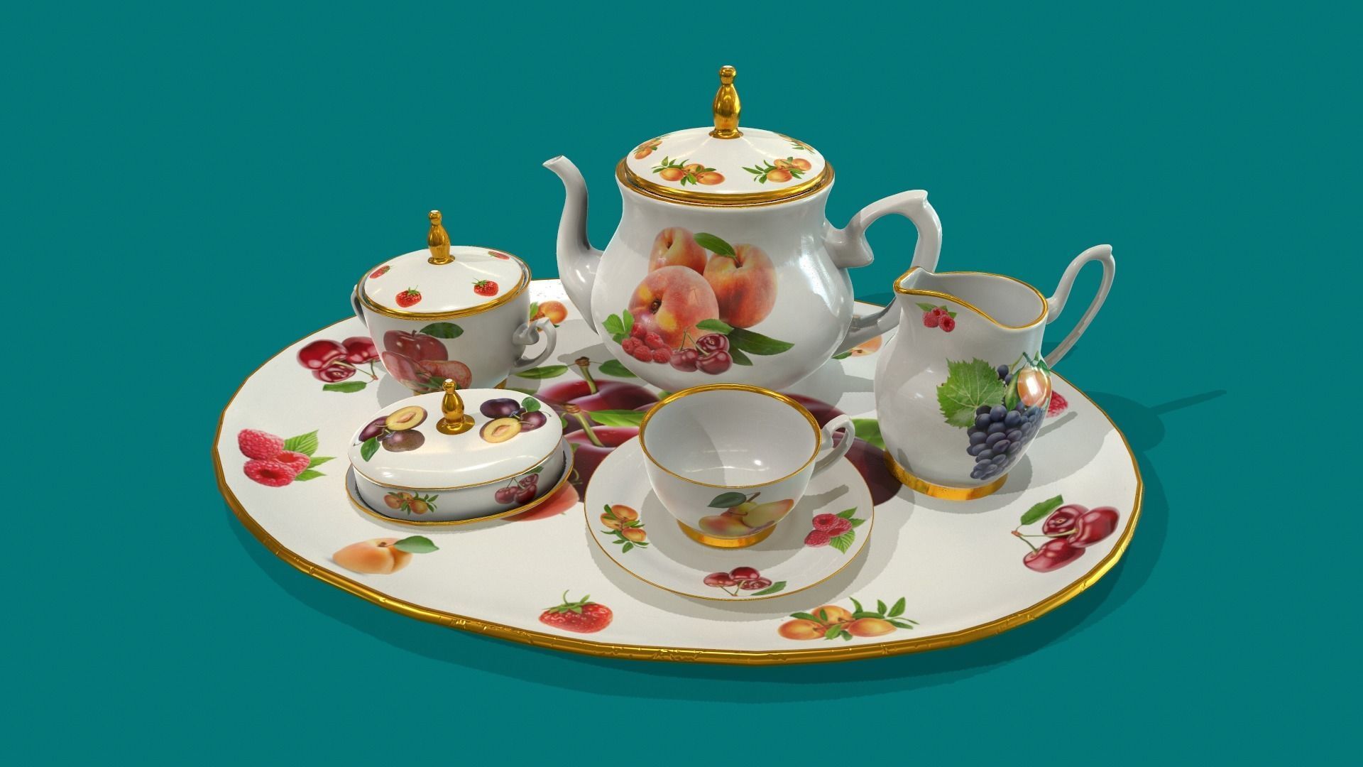 Porcelain Tea set3 3D model CGTrader