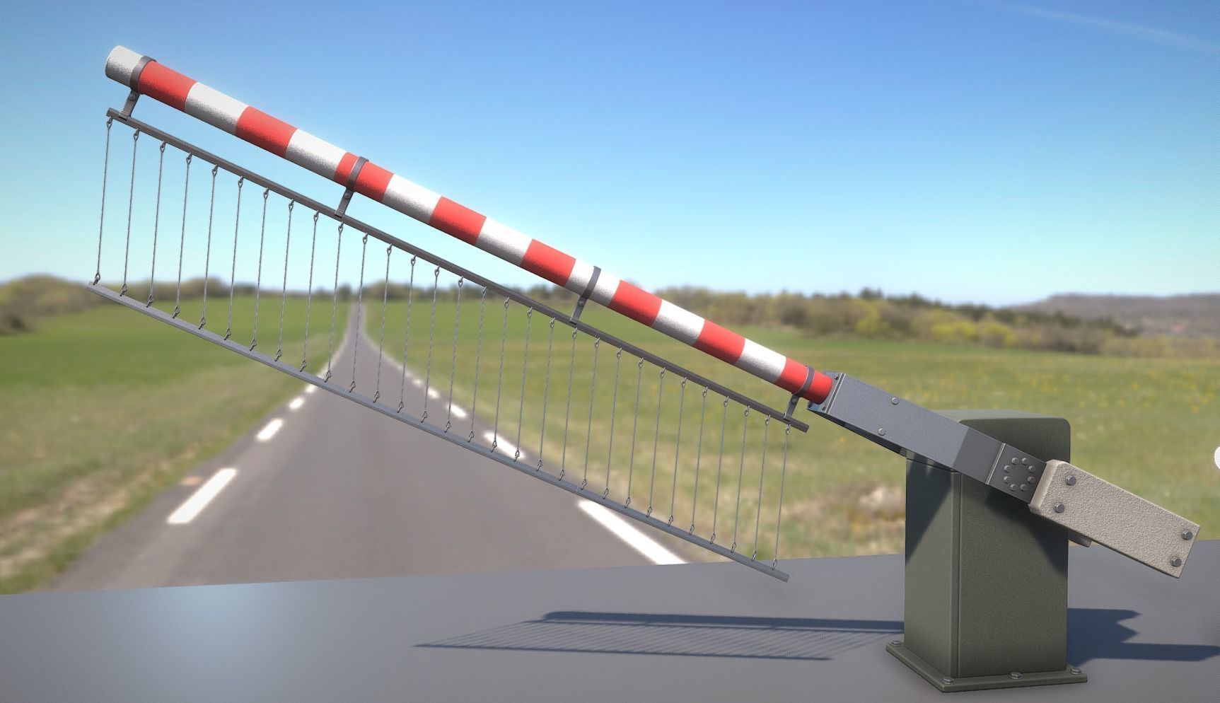 3D model LowPoly Railroad Barrier 3m Protective Grid VR / AR / low