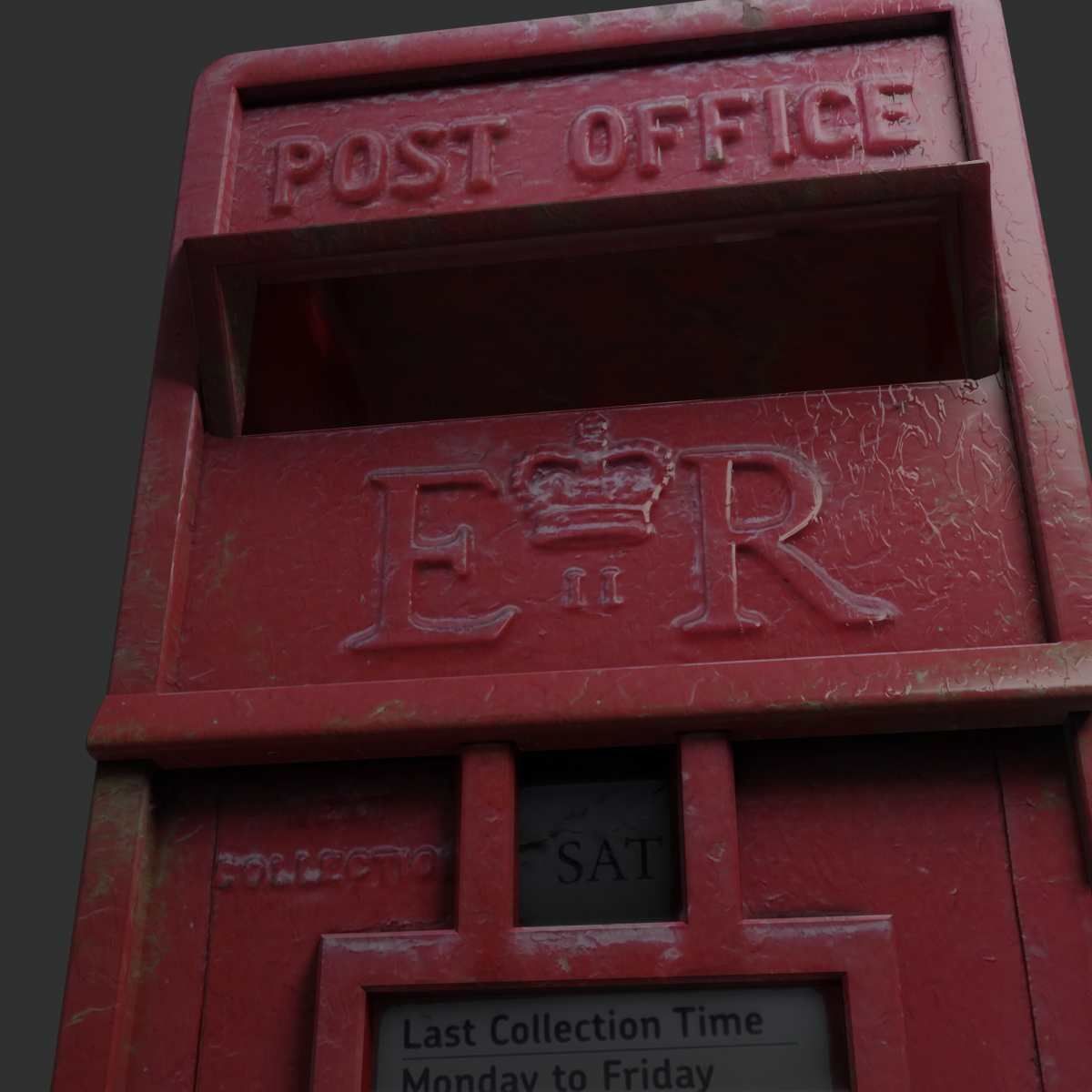 3D model Post Box Low Poly British Royal Mail Red letterboxmailbox