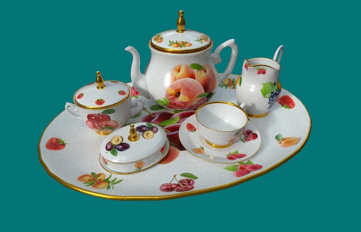 Porcelain Tea set5 3D model CGTrader