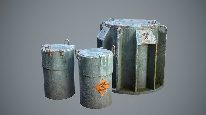 Biohazard toxic barrels Game-ready Low-poly 3D model