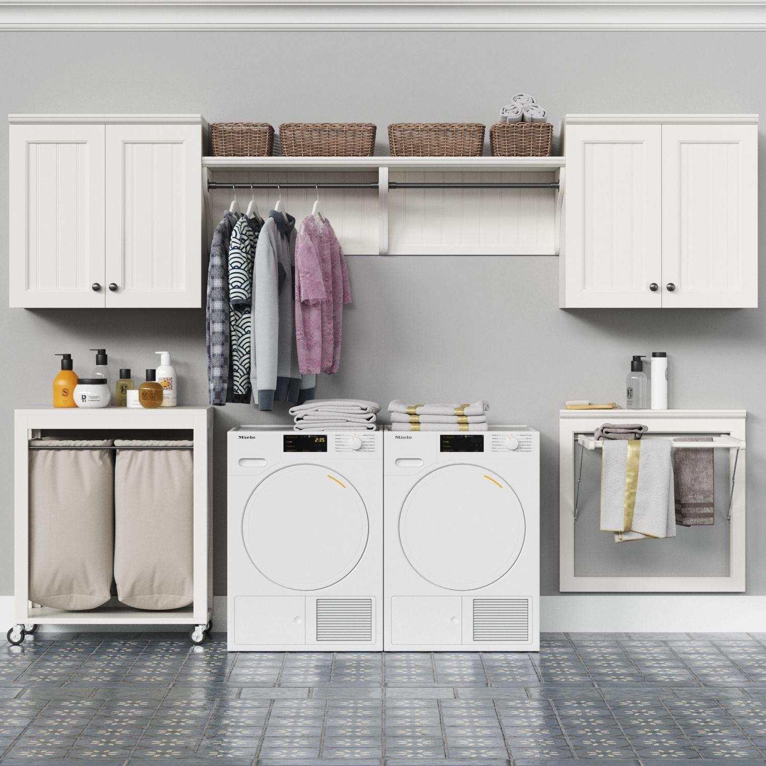 3D Pottery Barn Aubrey Deluxe Laundry Organization Set