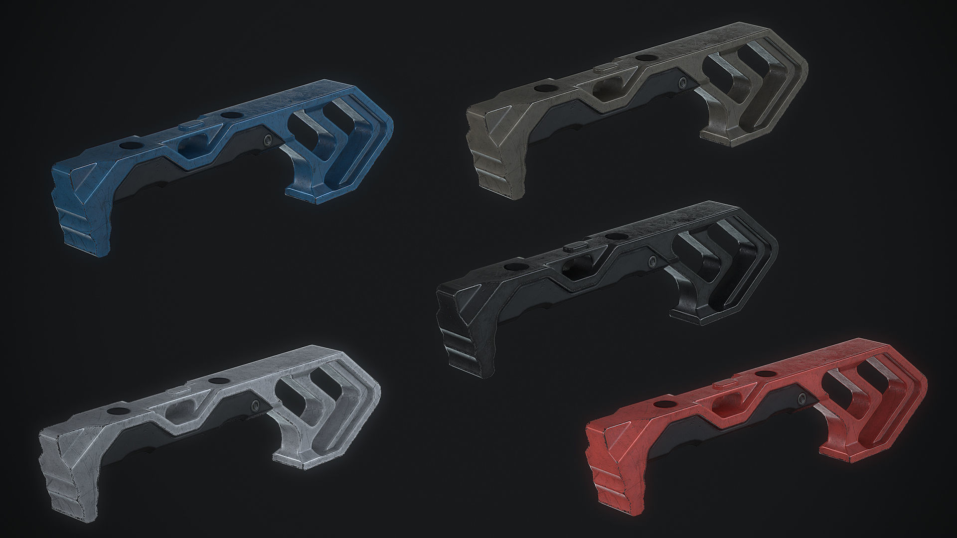 3D Model Tyrant Designs MOD Foregrip AR10 AR15 VR AR Low poly