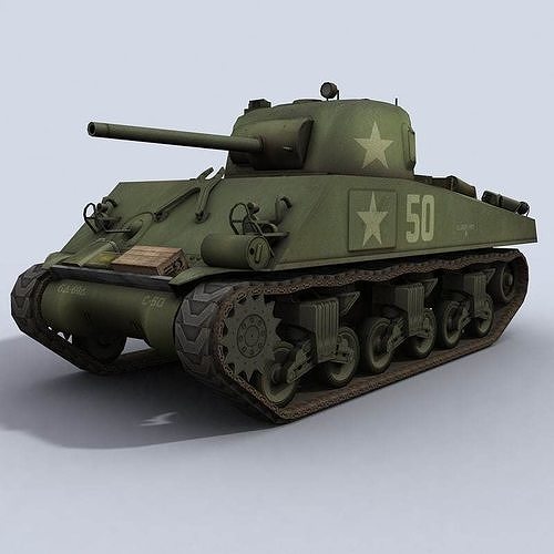 M4A3 Sherman WWII US Tank Low-poly 3D model