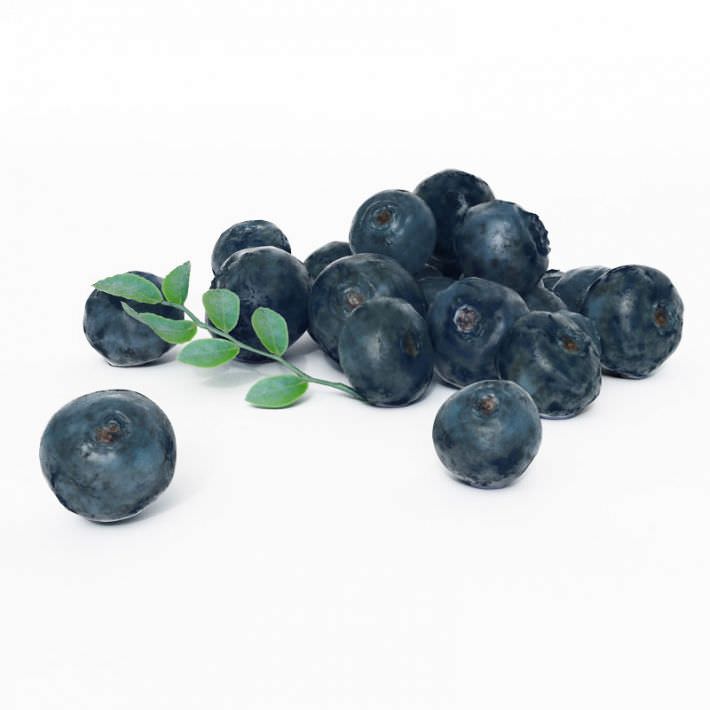 Cluster Of Fresh Blueberries 3D model