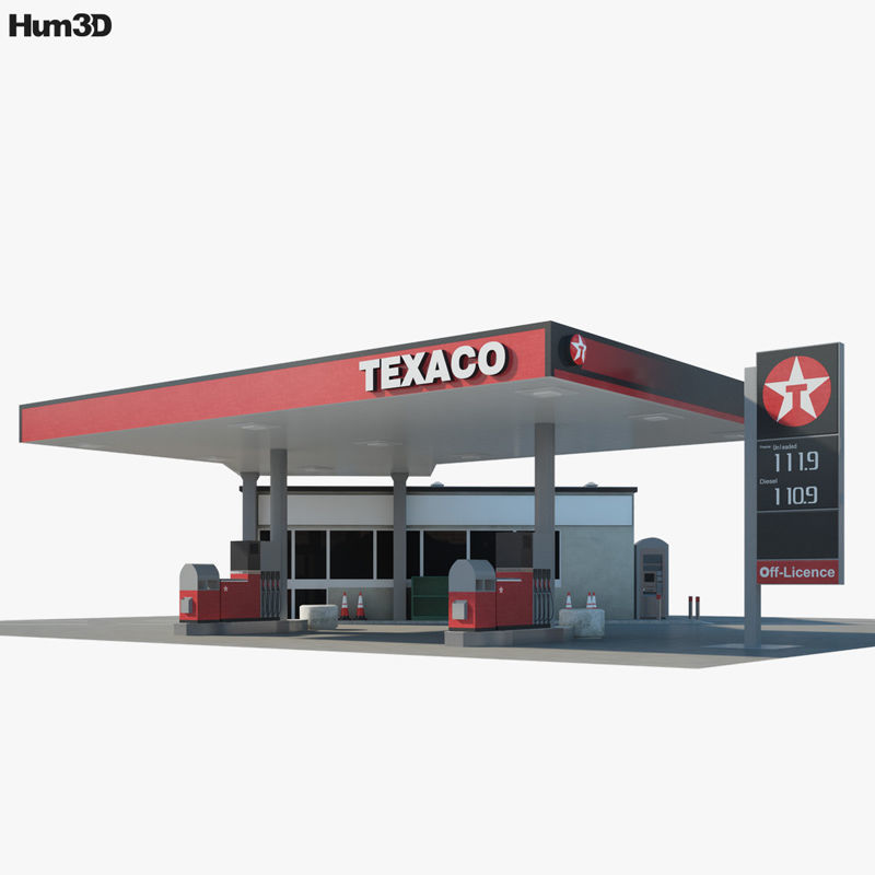 Texaco gas station 01 3D model CGTrader