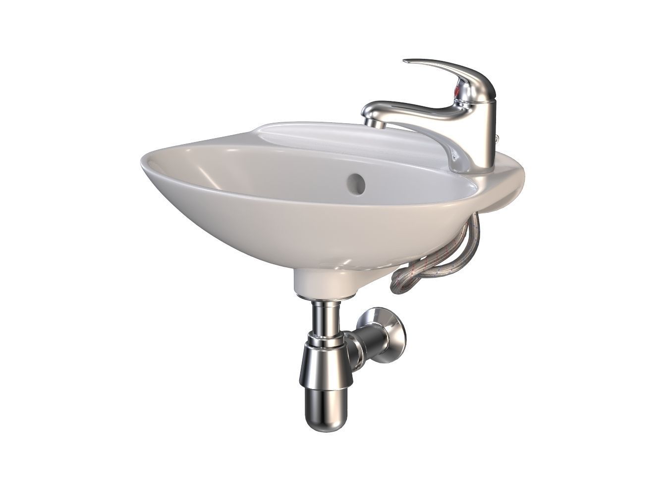 Compact Bathroom Sink with Faucet 3D model