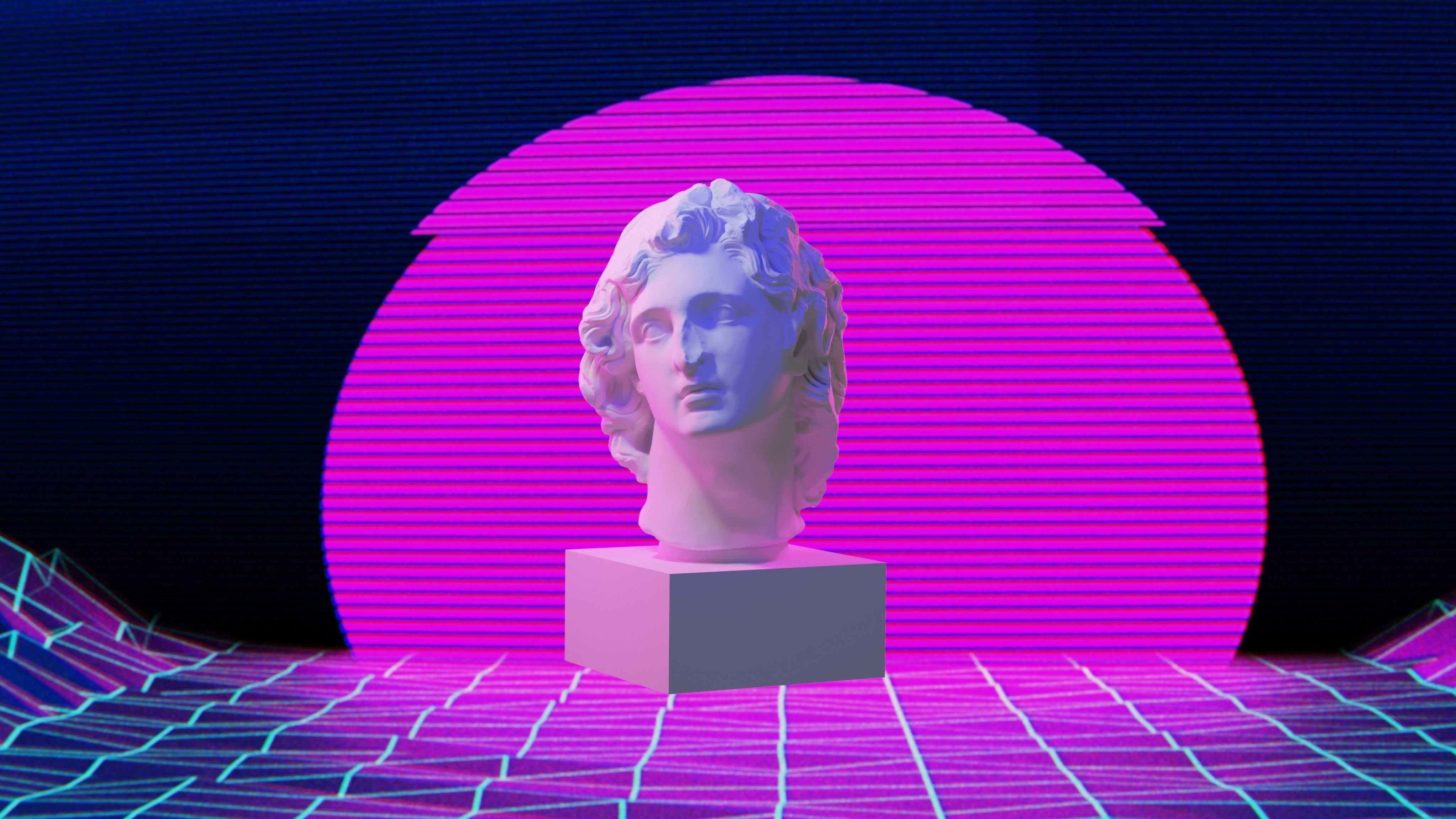 Alexander the Great Vaporwave Bust 3D model 3D printable CGTrader