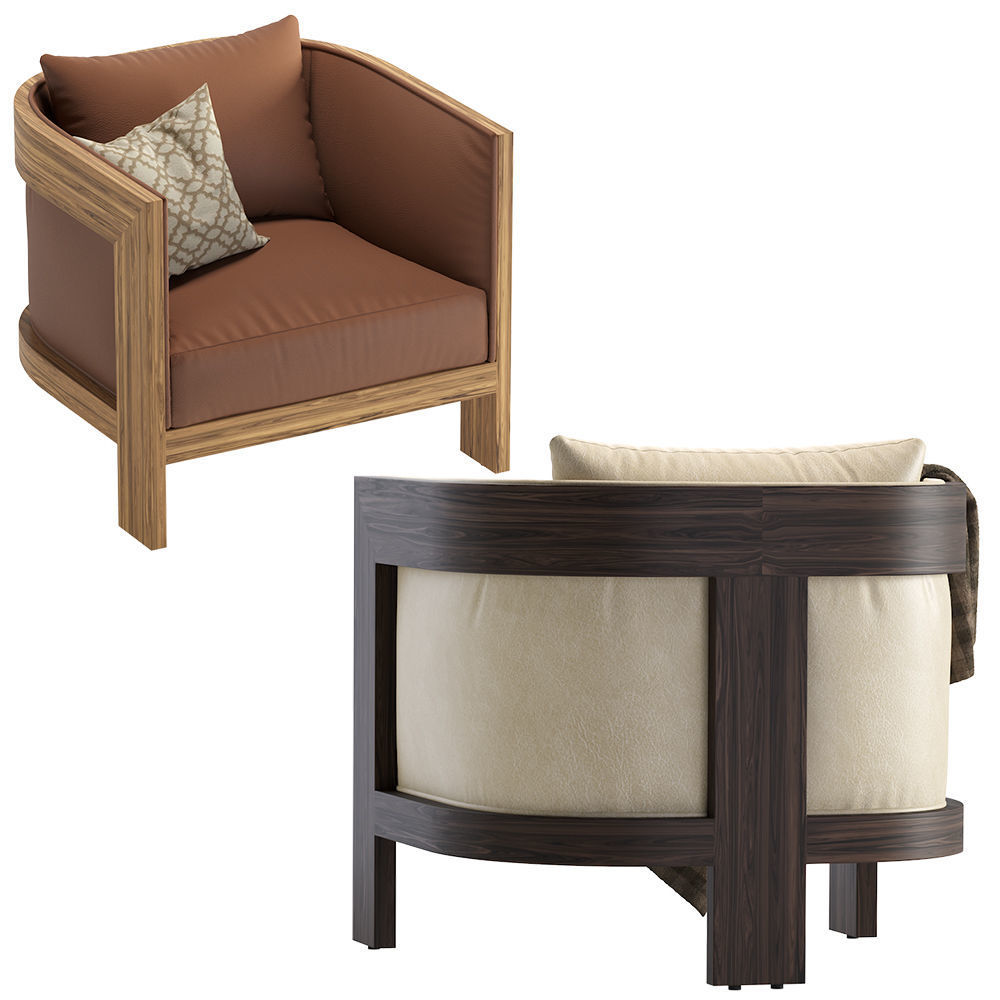 Coco Republic Poho Leather Occasional Chair 3D model CGTrader