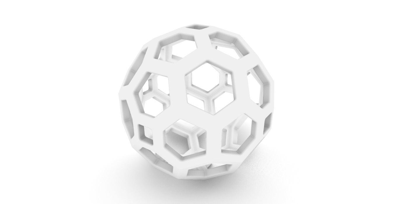 Wireframe Sphere Polyhedron Hexagon Solid 3D model 3D printable CGTrader