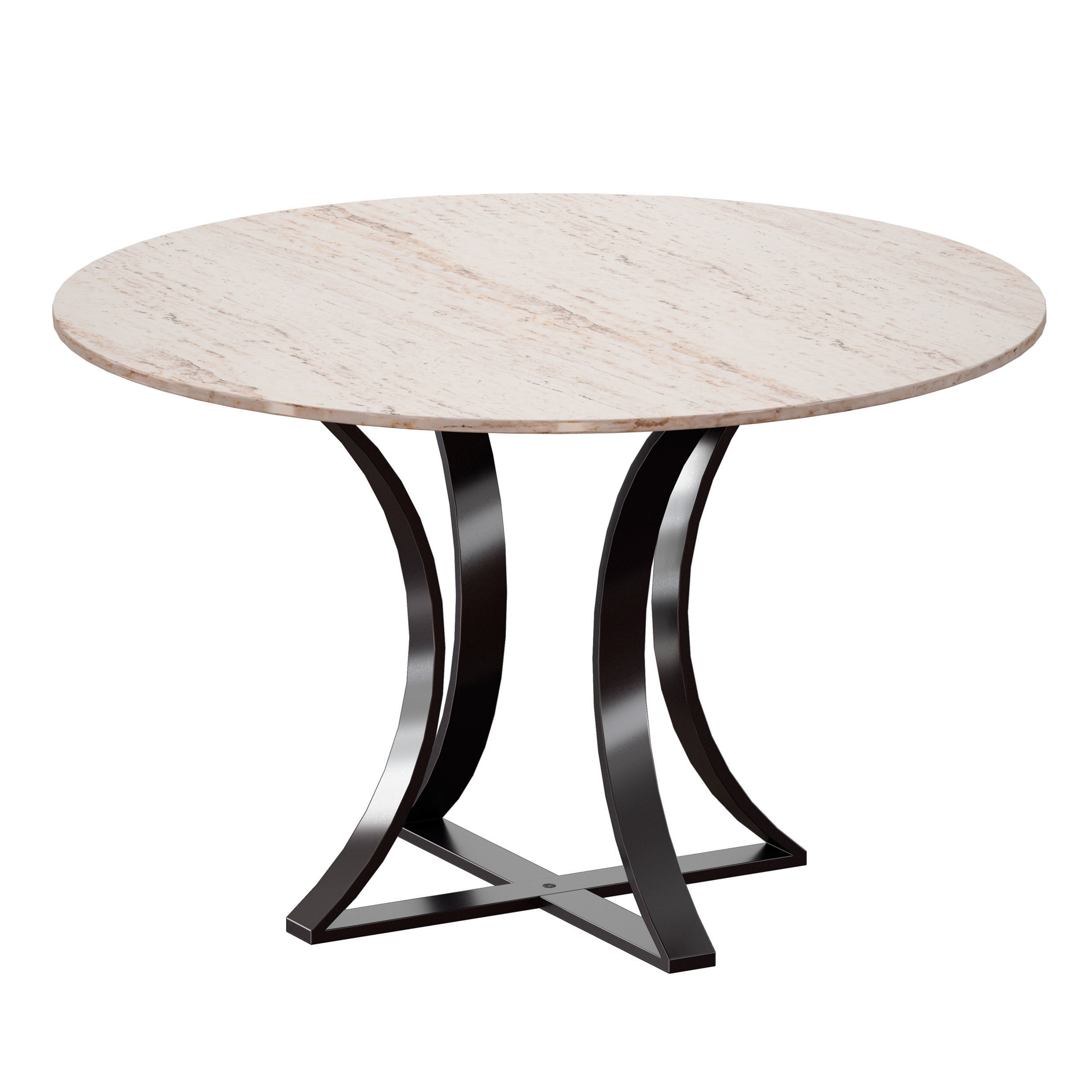 Damen 48 White Travertine Marble Top Dining Table 3D model CGTrader