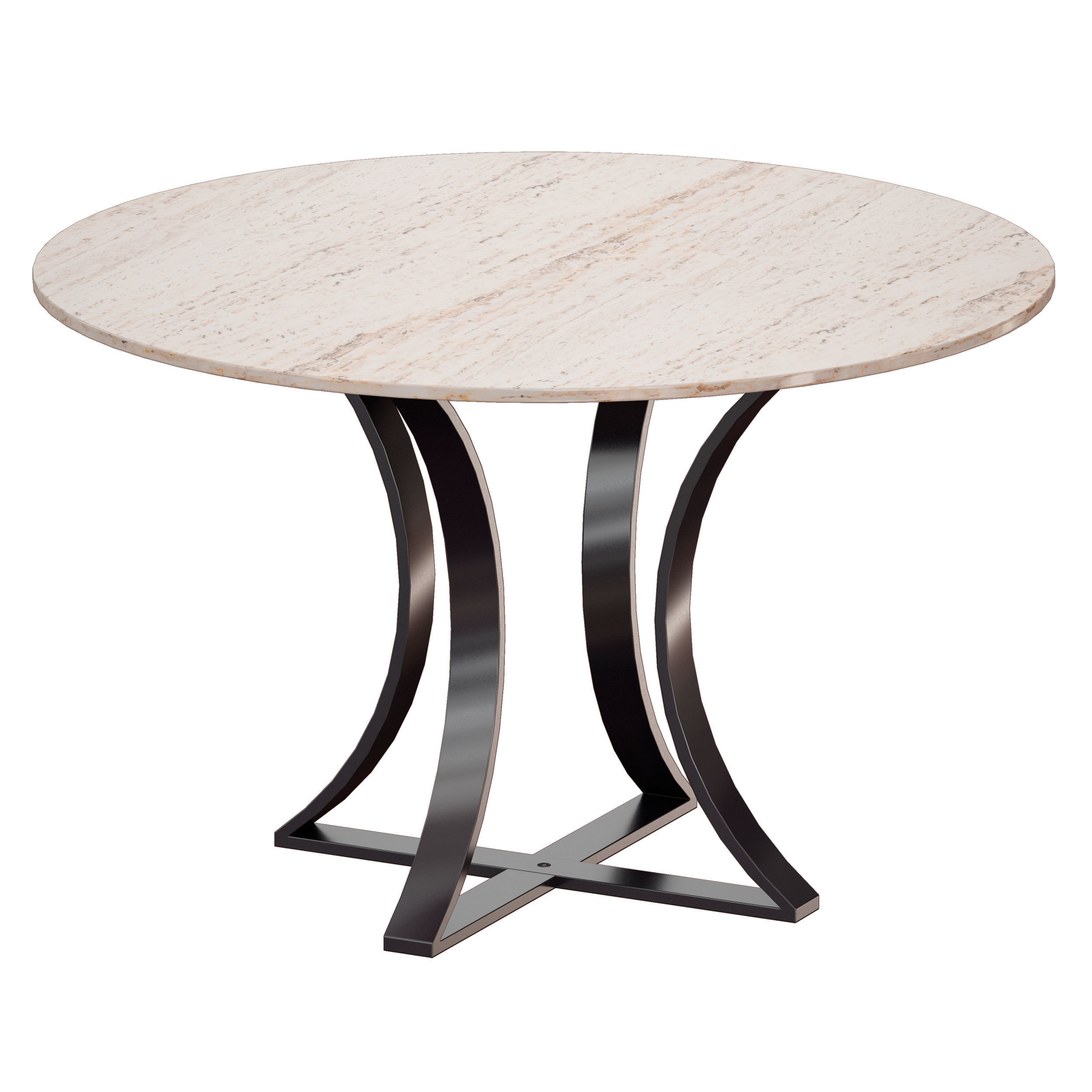 Damen 48 White Travertine Marble Top Dining Table 3D model CGTrader