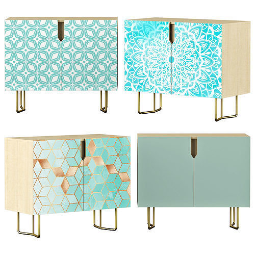 Nightstand set 02 Blue art 3D model