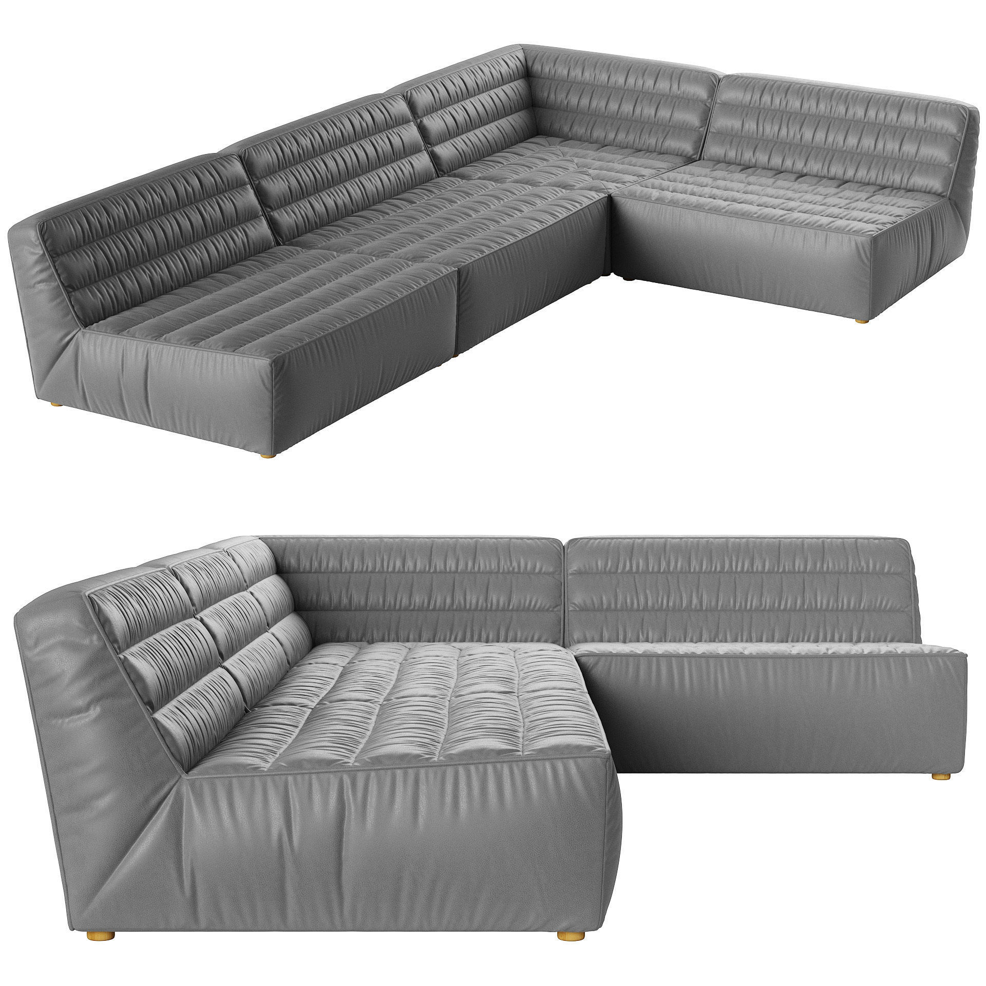 RH Chelsea Oversized Modular Leather Armless Chair 3D model CGTrader