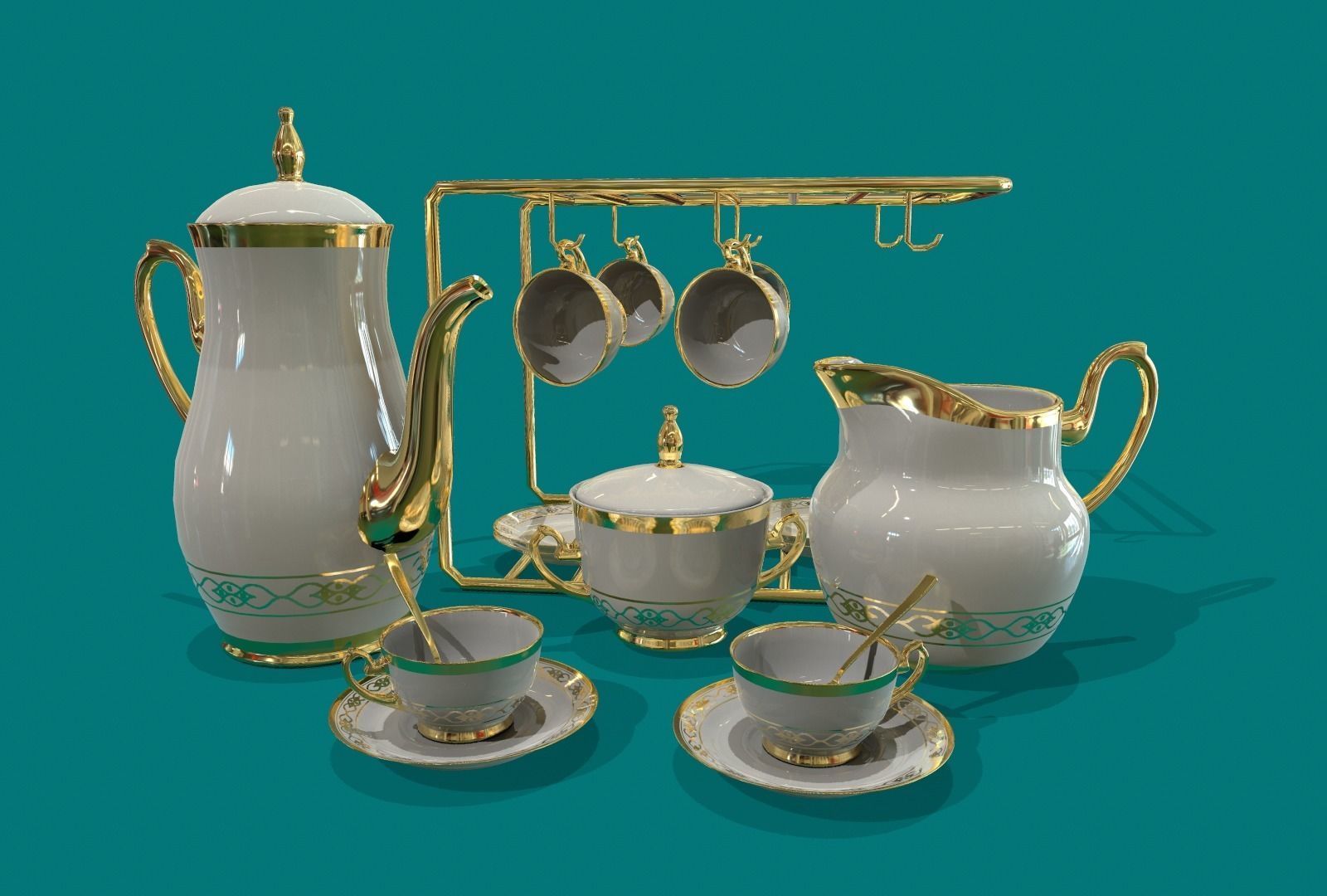 Porcelain Tea set12 3D model CGTrader