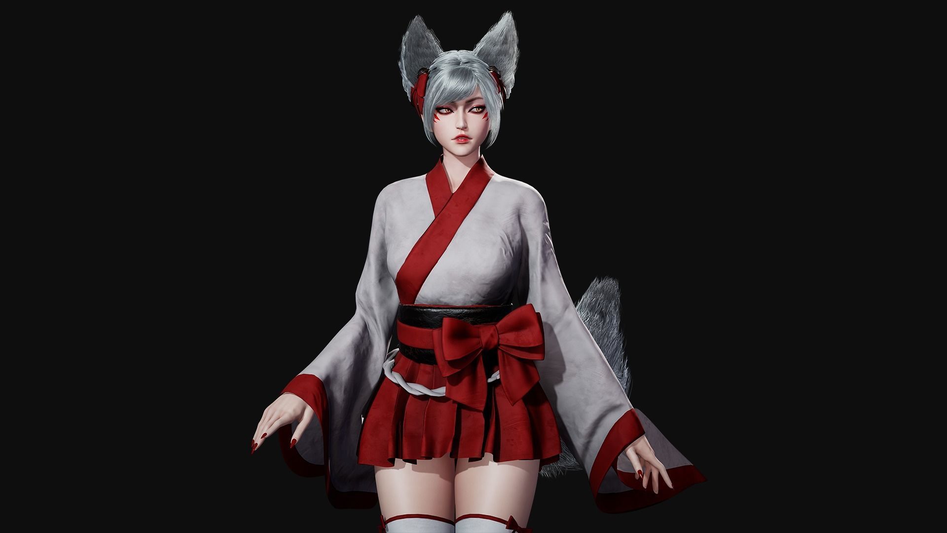 3D model Kitsune Game Ready VR / AR / lowpoly rigged CGTrader