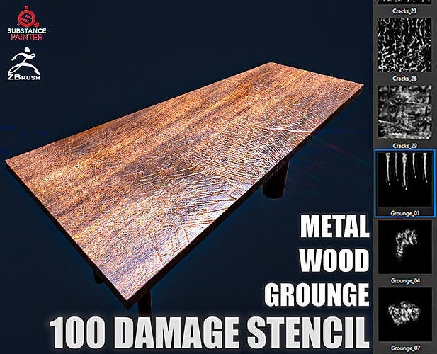 Damage Stencils for Substance Painter and ZBrush 3D model CGTrader