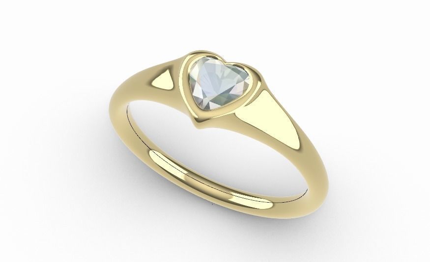 Modern Heart Bezel ring printable 3D model 3D model 3D printable | CGTrader