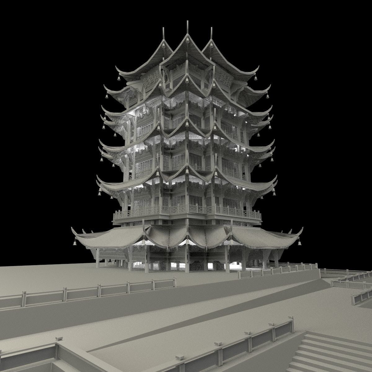 Chinese yellow crane tower 3D model | CGTrader