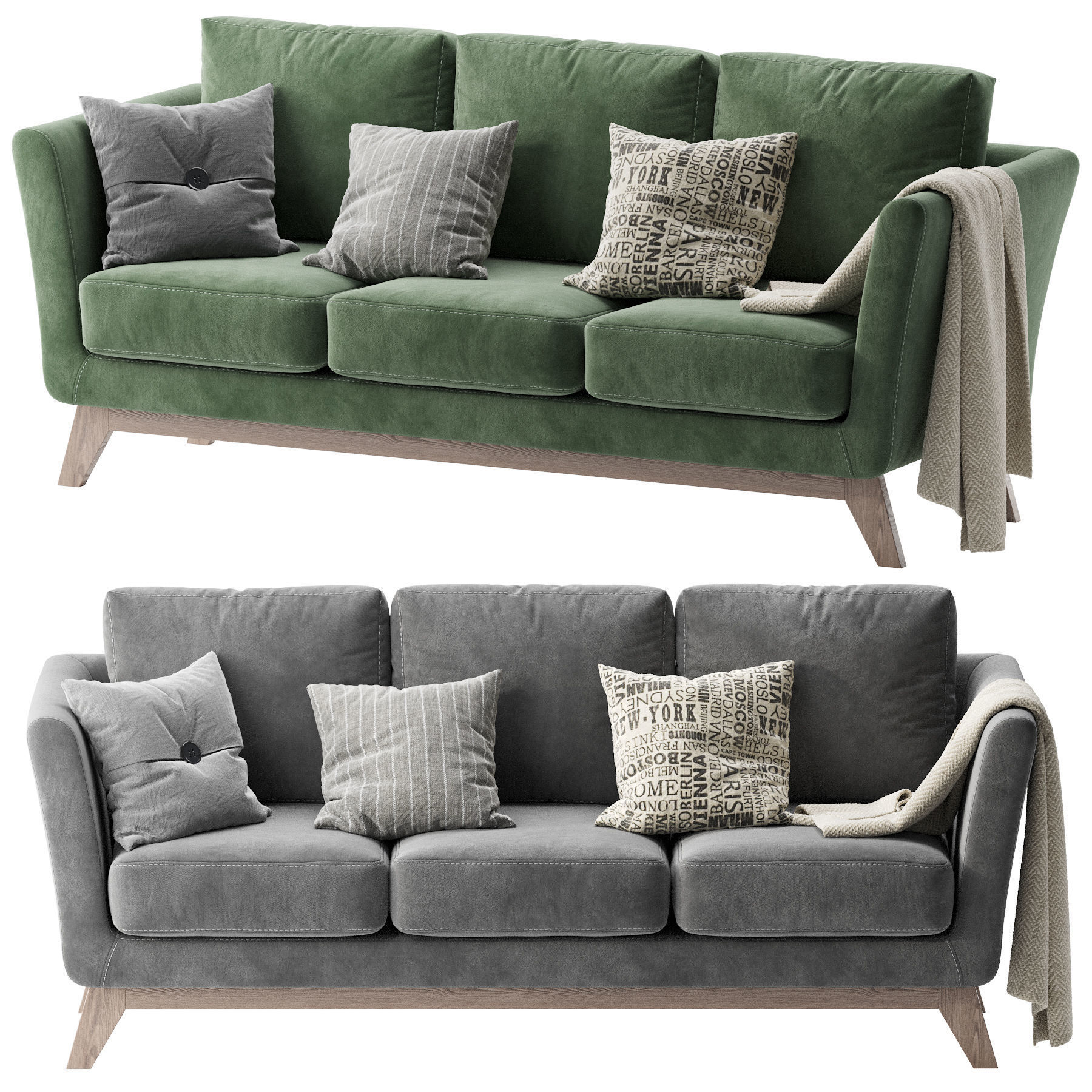 Sofa Dublin3 Dusty Blue 3D model CGTrader