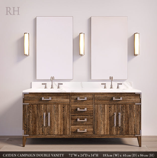RH CAYDEN CAMPAIGN DOUBLE VANITY 3D model CGTrader