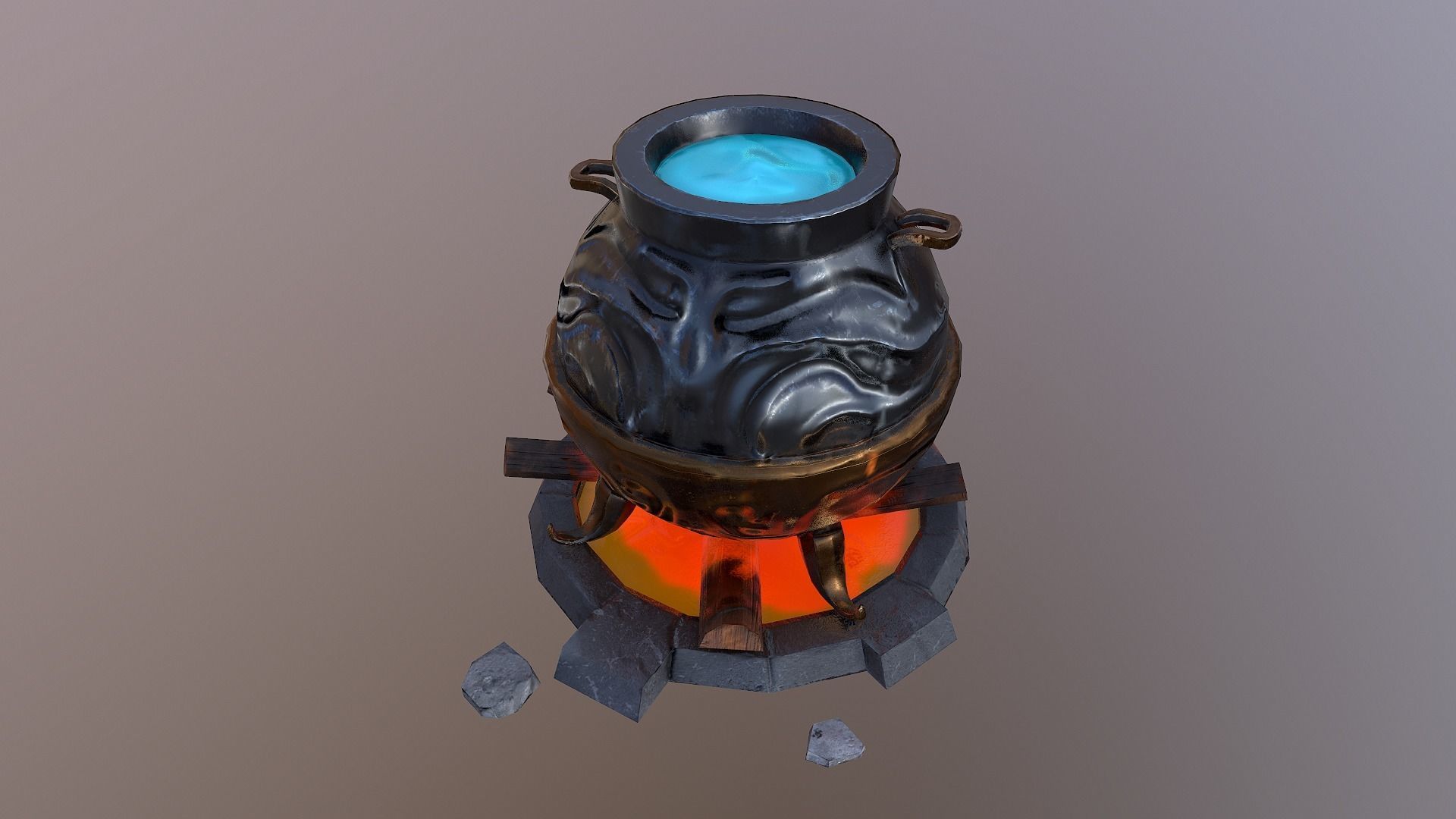 3D model Wizard Cauldron VR / AR / lowpoly OBJ FBX C4D BLEND