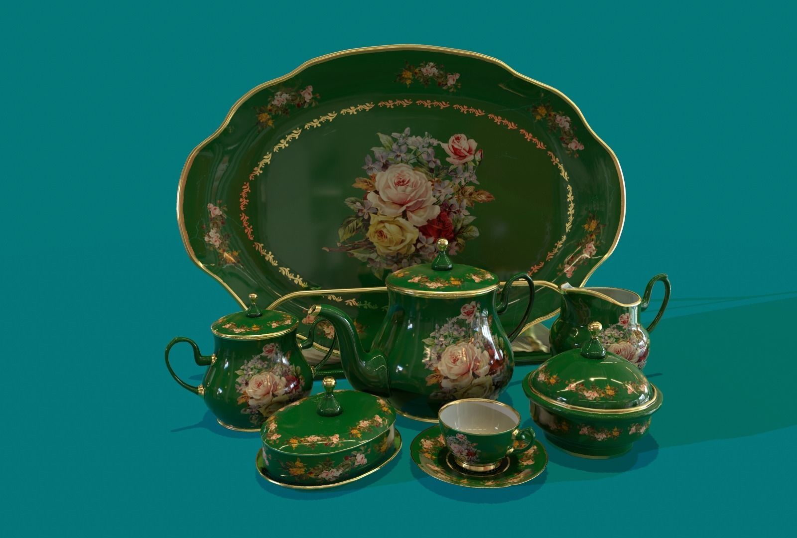 Porcelain Tea set14 3D model CGTrader