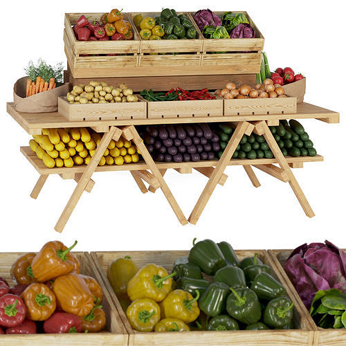 Market showcase with vegetables 2