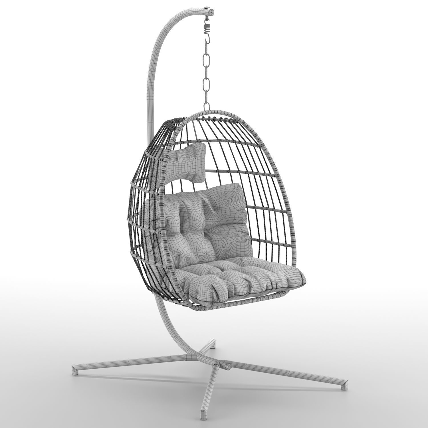 KCASA Rattan Swing Chair 3D model CGTrader