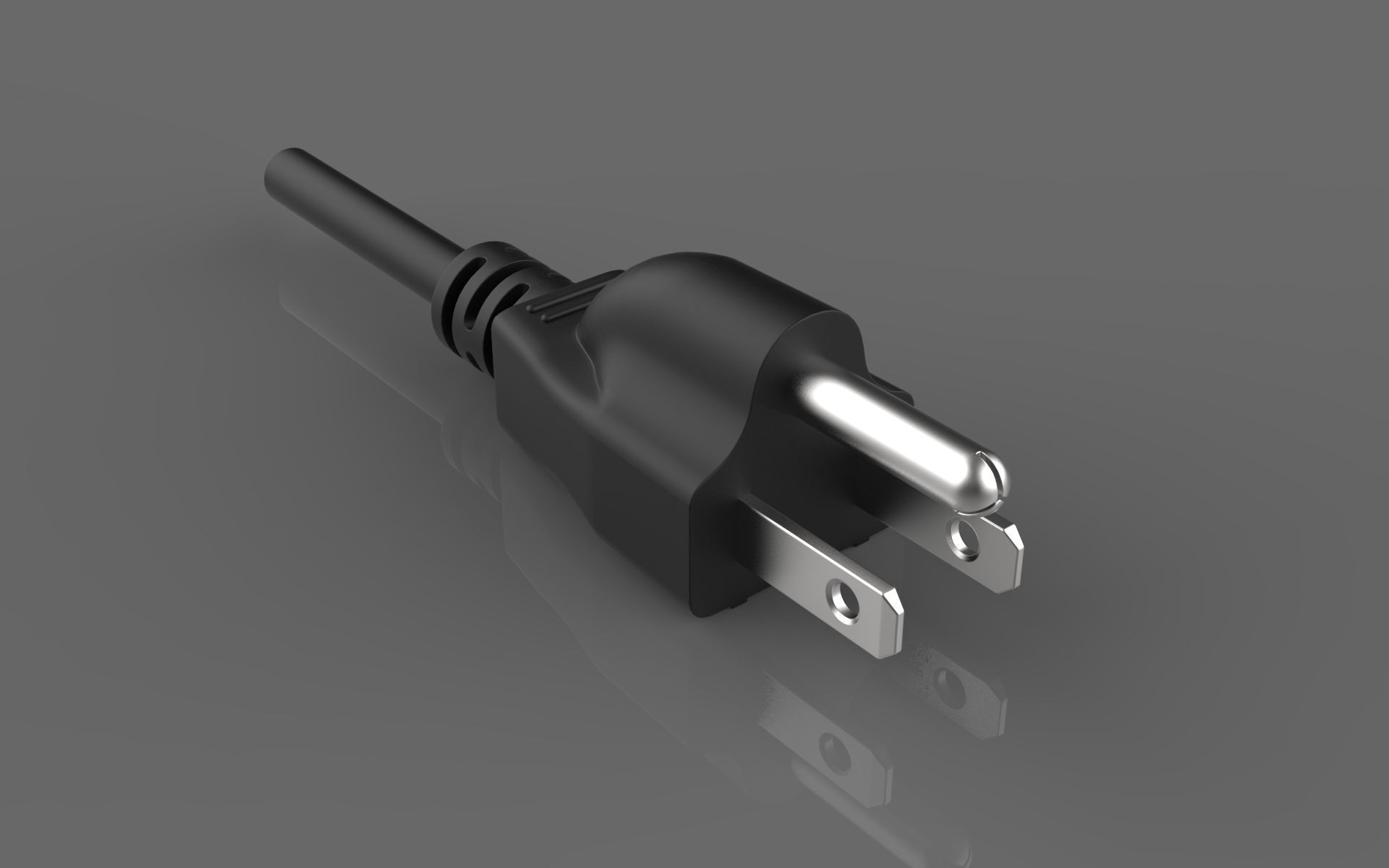 Power Cable 3 Pin plug 3D model CGTrader