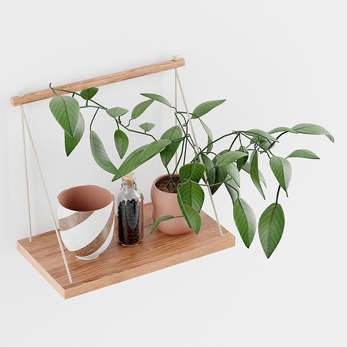 Asher Rope Hanging Wall Shelf 3D model CGTrader
