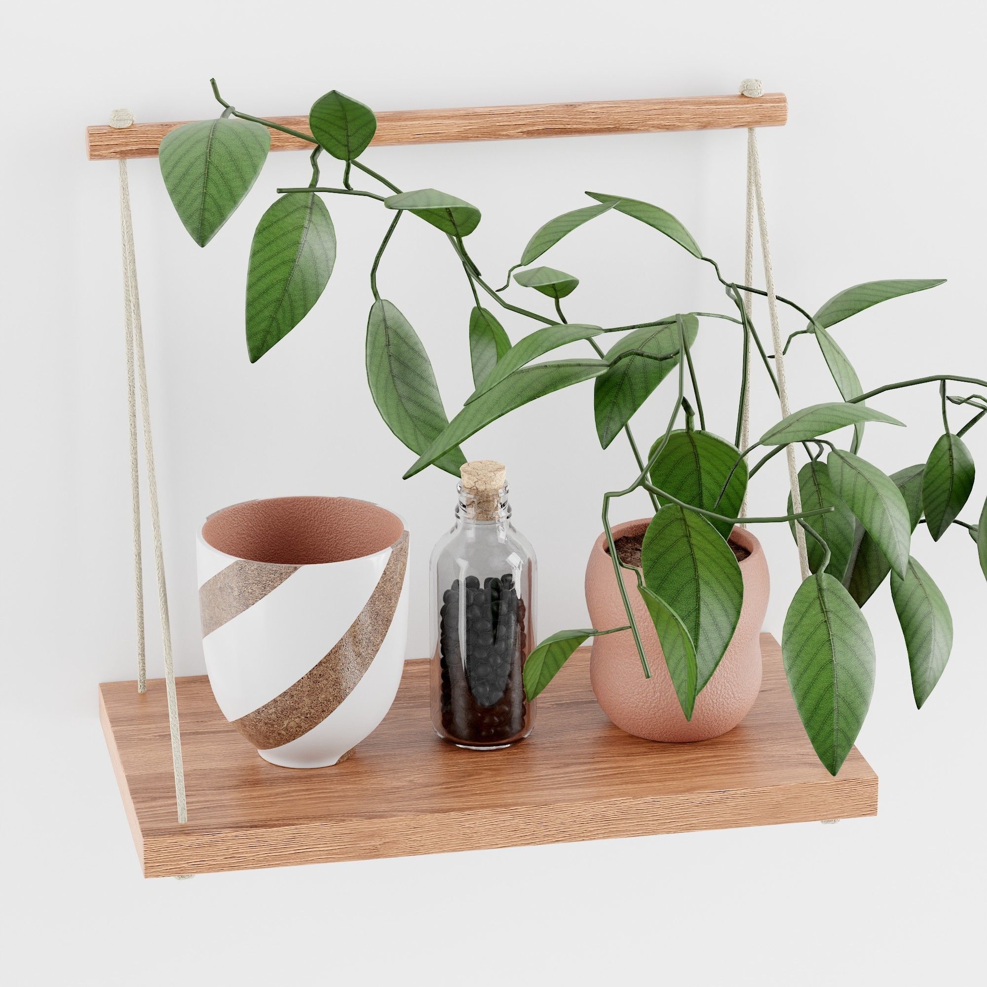 Asher Rope Hanging Wall Shelf 3D model CGTrader