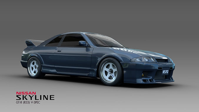3d Model Nissan Skyline Gt R R33 V Spec Vr Ar Low Poly Cgtrader