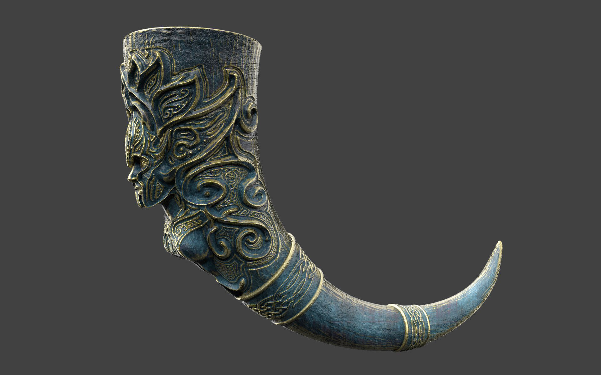 Valkyrie Drinking horn 3D model CGTrader