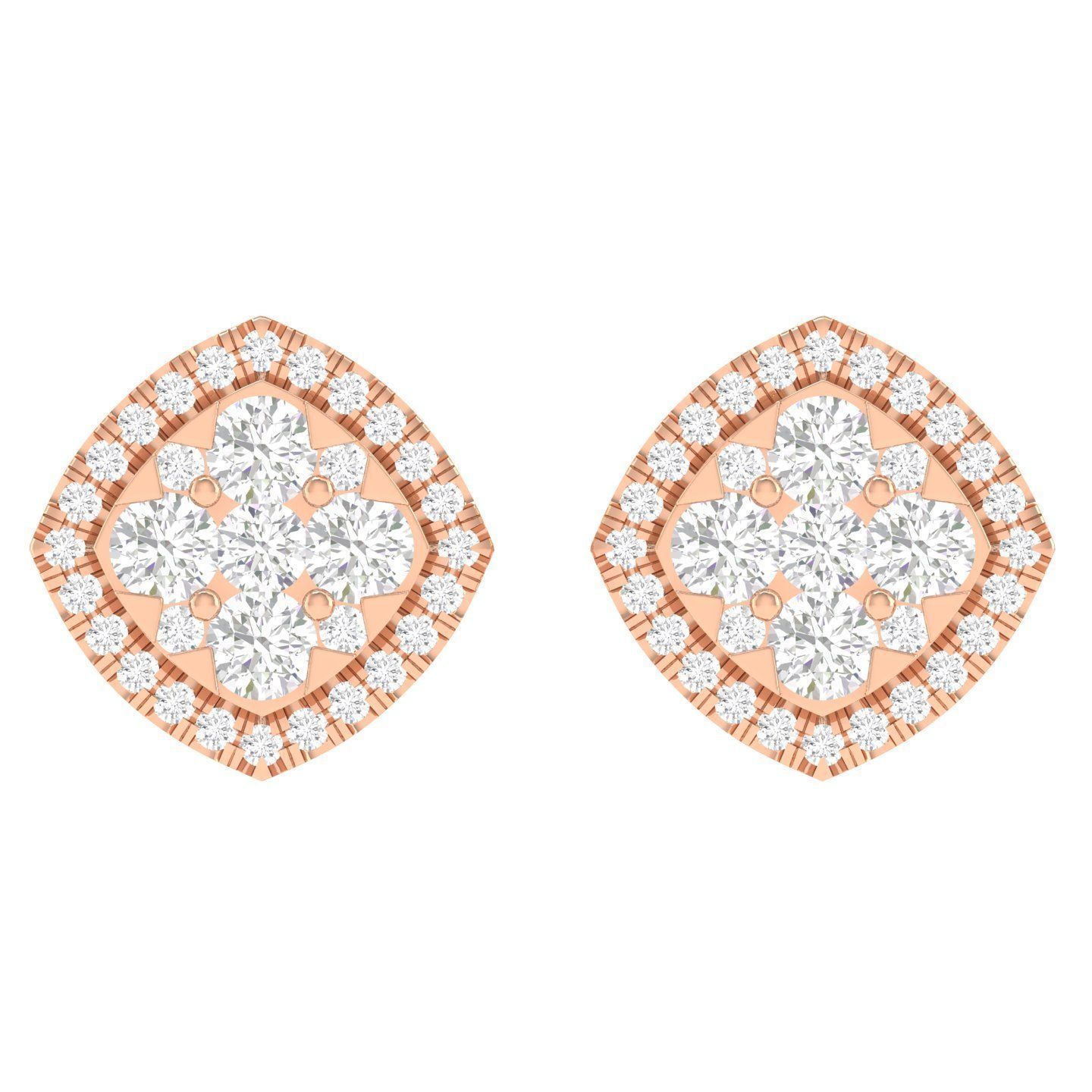 Women Square Earrings 3dm stl render detail