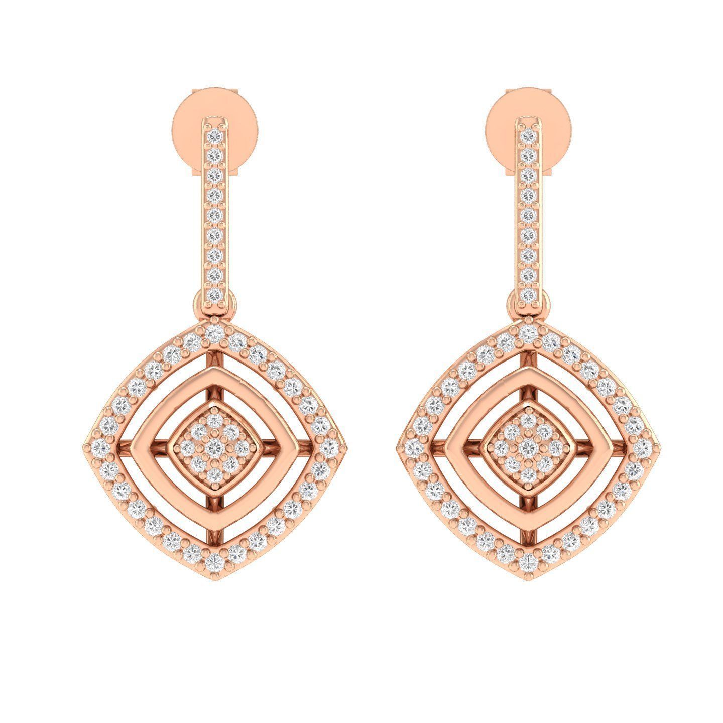 Women Square Earrings 3dm stl render detail